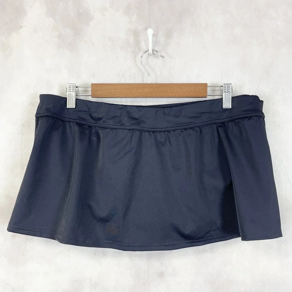 Lands End Womens Swim Skirt 14P Black Resort Coastal Modest‎ Beach Preppy